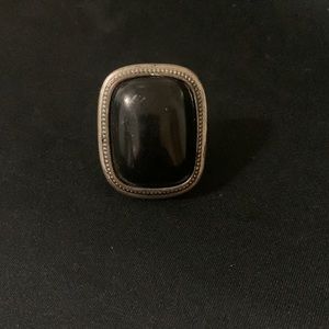 Black and silver statement ring
